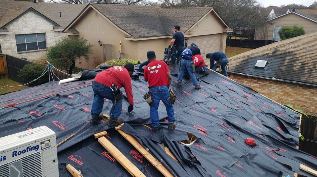 Professional roofer installing shingles on a residential home in Cobble Hill