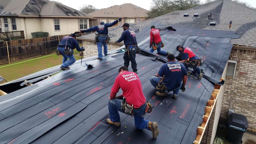Commercial roof leak repair technician working on flat roof in Brooklyn