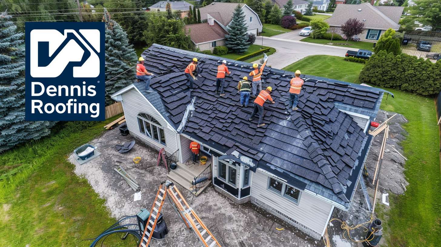 Commercial roofing contractors repairing flat roof membrane on Brooklyn building