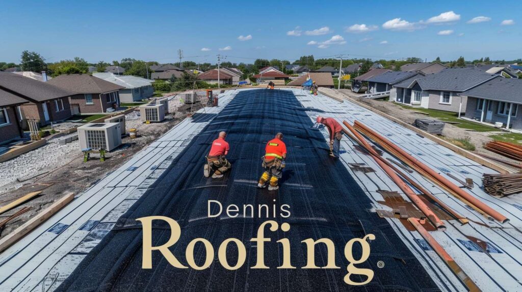 Commercial rubber roofing installation on Brooklyn building with professional contractors at work