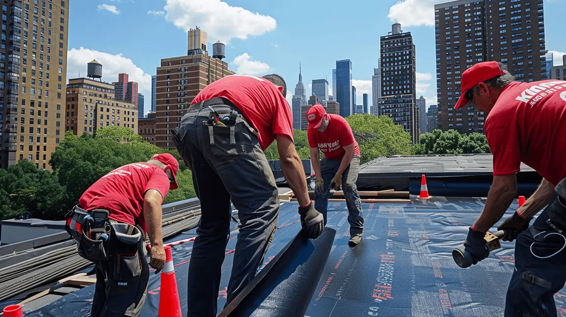 Commercial roof inspection conducted by experienced roofing crew