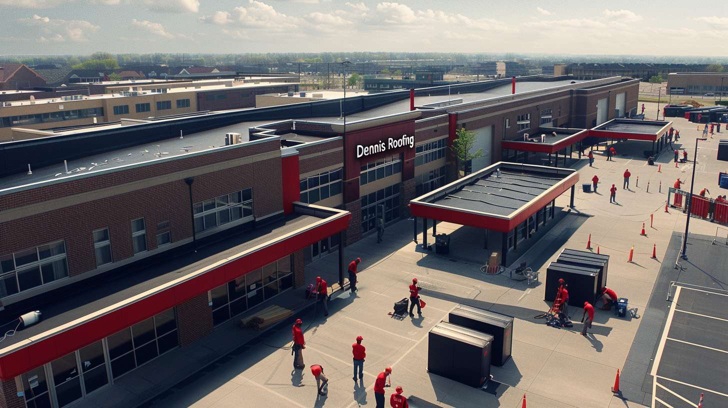 Professional roofer installing flat roofing membrane on Brooklyn commercial building
