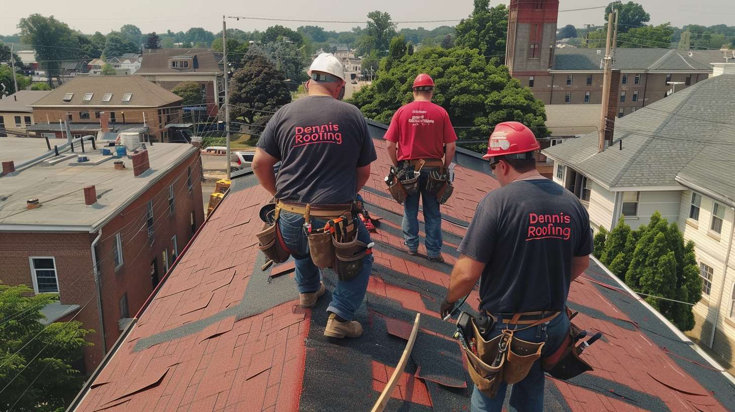 Professional roofer installing flat roof membrane on Brooklyn commercial building