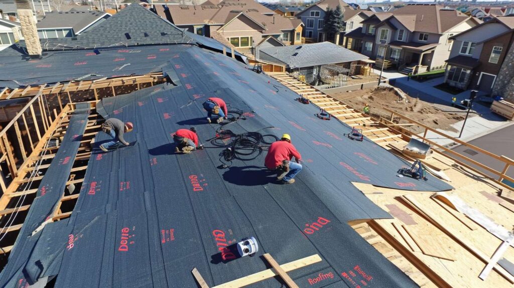 Professional roofer inspecting and maintaining a flat roof in Brooklyn