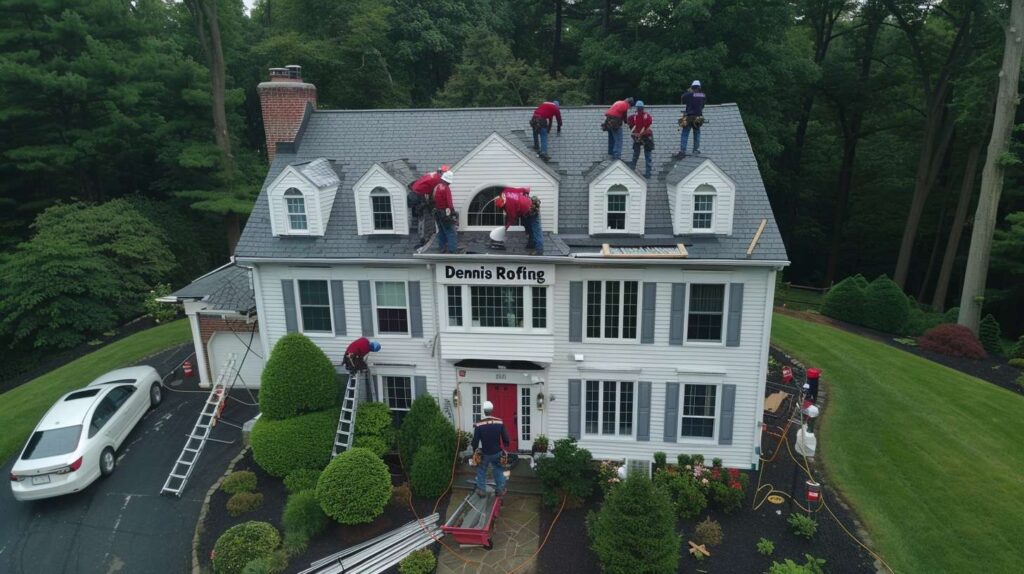 Professional roofer installing new shingles on a residential home in Gravesend
