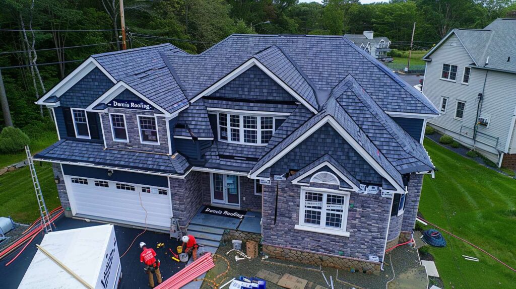 Professional roofer installing shingles on a residential home in Greenpoint