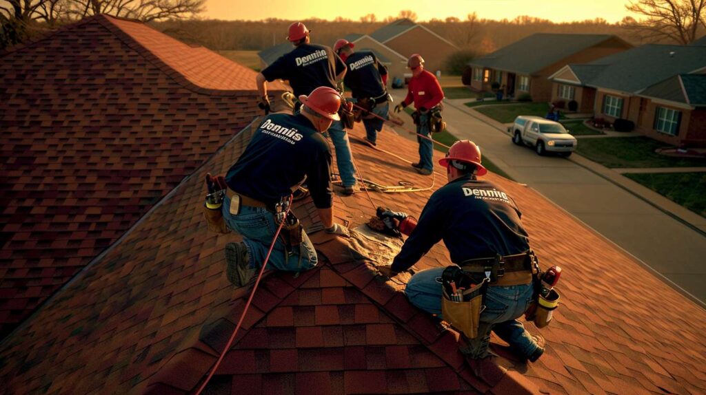 Brooklyn residential roofing contractor inspecting shingles and providing estimate to homeowner