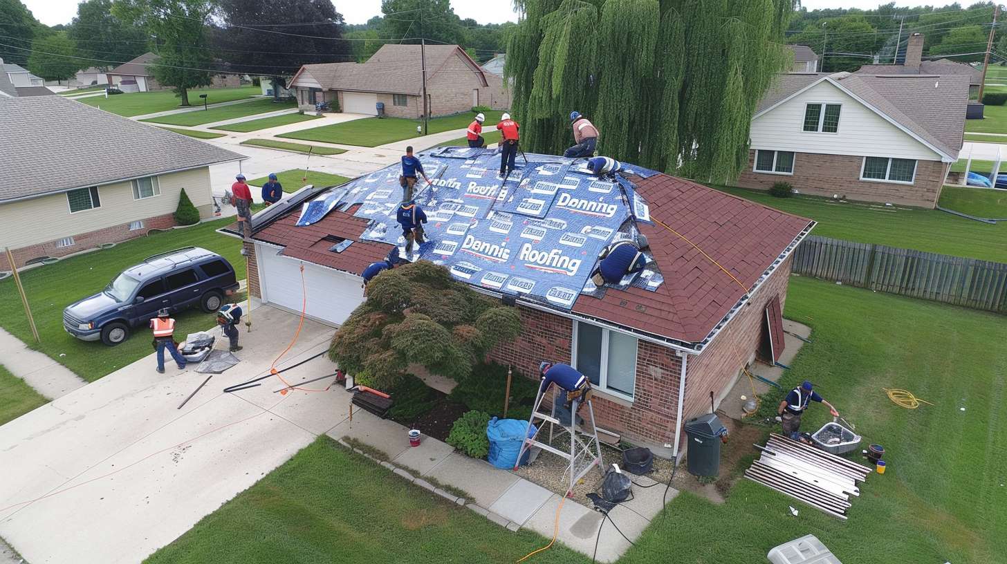 Professional roofer inspecting and repairing a leaking flat roof on a Brooklyn building