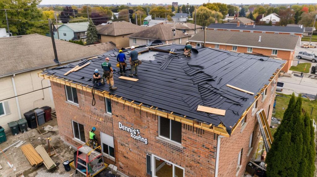 Metal roof replacement being installed on Brooklyn residential home