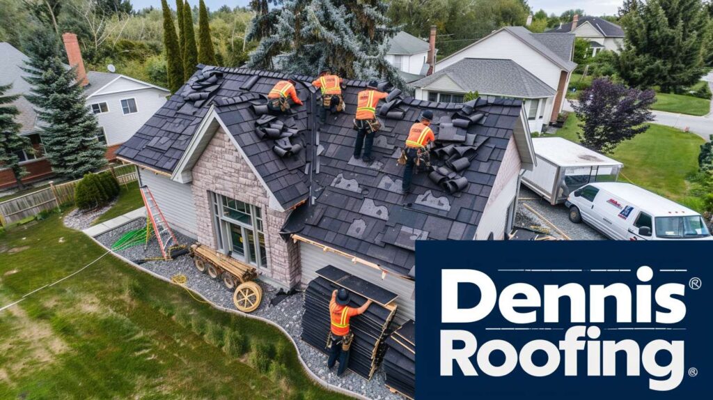 Professional roofing contractor installing shingles on a residential home in Midwood Brooklyn