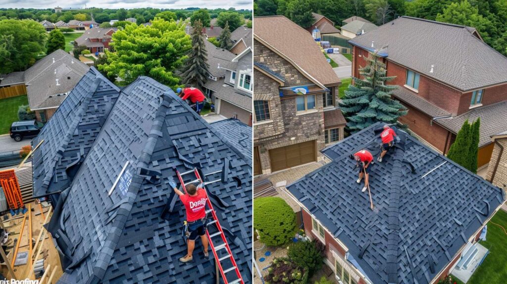 Professional roofer installing shingles on residential home in Prospect Lefferts Gardens neighborhood
