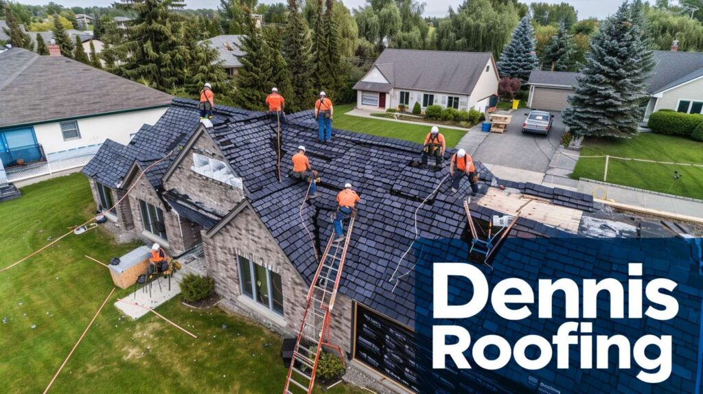 Red Hook roofing contractor repairing shingles on residential home Red Hook roof replacement crew installing new asphalt shingles Professional roofer inspecting roof damage in Red Hook neighborhood Completed roof repair project on Red Hook home with new materials Red Hook roofing specialists performing emergency leak repair service