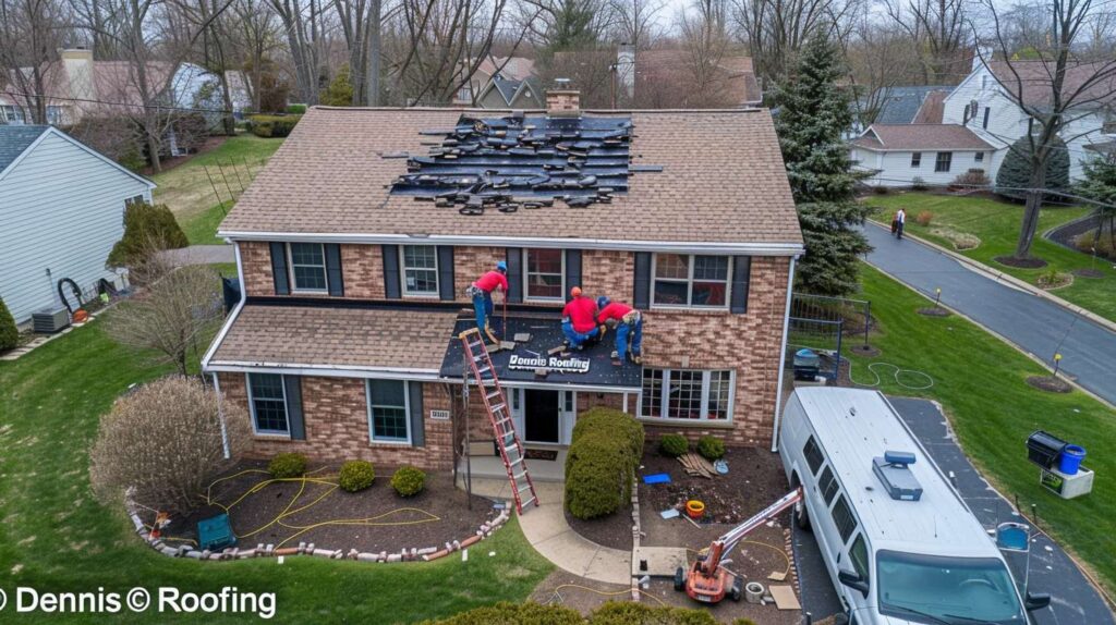 Professional roofing crew installing new shingles on a residential home in Remsen Village