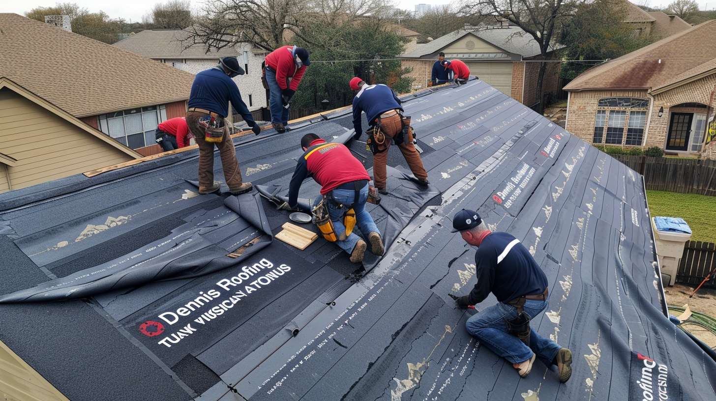 Professional roofer repairing damaged shingles on a residential roof in Brooklyn
